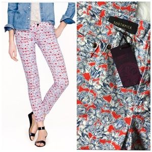 J Crew Toothpick jeans in Liberty Tulip Print